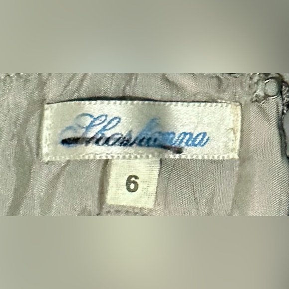 Shoshanna Sleeveless Gauzy Textured Silk Dove Gray Mini Dress Embellished Waist - Picture 9 of 9